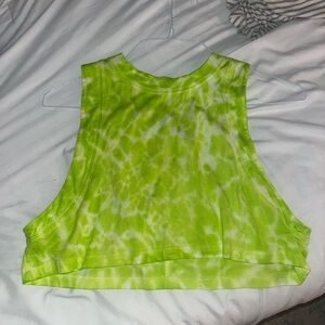 Lululemon Athletica Green and White Crop Tank Top